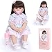 SYP Poupée Bébé Reborn Fille 24 Pouces 60cm Realiste Poupée Reborn Silicone Fait Main Reborn Baby Cheveux Longs Jolie Fille Vêtue d'une Robe Rose