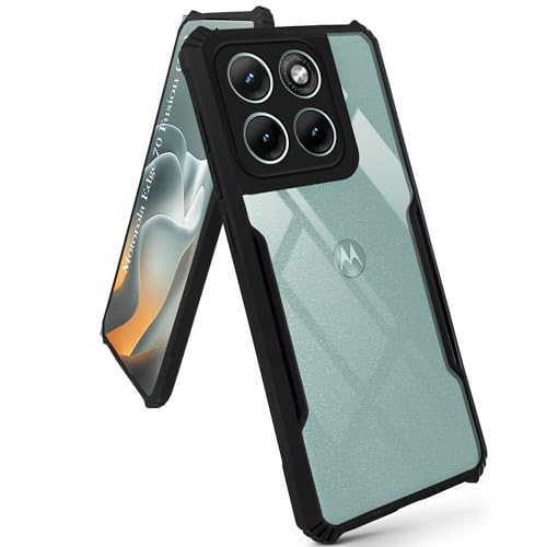 Image of Jkobi Hybrid Back Cover Case for Motorola Moto Edge 70 Fusion (Shockproof with Polycarbonate Clear Panel | Professional Black)