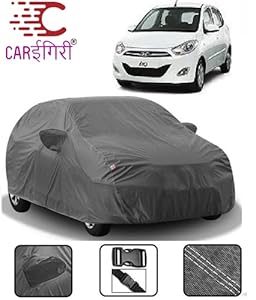 Carigiri Grey Car Body Cover for Hyundai i10(Triple Stitched,Mirror Pocket,UV Resistant,Dustproof)(Models-2007, 2008, 2009, 2010, 2011, 2012)