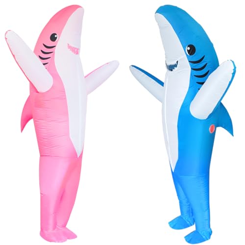 Poptrend Couples Inflatable Shark Costume for Adults Funny Halloween Blow Up Costumes His and Hers...