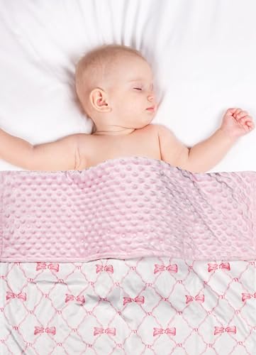 Image of Baby Blanket, Soft Minky Warm Blanket for Boy or Girl, Receiving Blanket with Double Layer Dotted Backing for Newborns Nursery Stroller Toddlers Crib Bedding (30 x 40 Inch) Sunflower (Pink Bow)