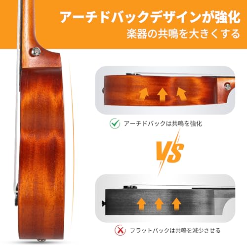 Image of AODSK Soprano Ukulele 21 inchSunburst Beginner Kit-Bag,Strap,Picks&Tuner