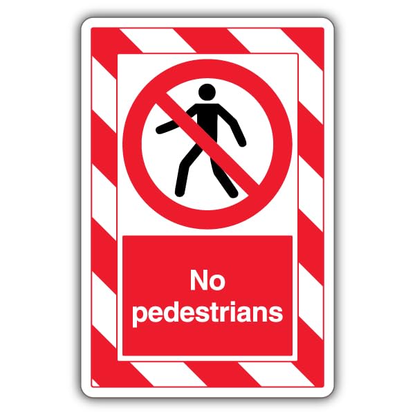 Panneau No Pedestrians V Safety ExtraViz haute visibilité autocollant vinyle 250x350 mm