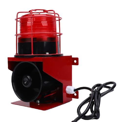 Cuifati Luz de Advertencia Industrial Bocina Fuerte de 120 DB, Alarma de Sirena Industrial con Luz Estroboscópica para Exteriores, Sirena de Bocina de Seguridad para Taller de Emergencia (Enchufe de