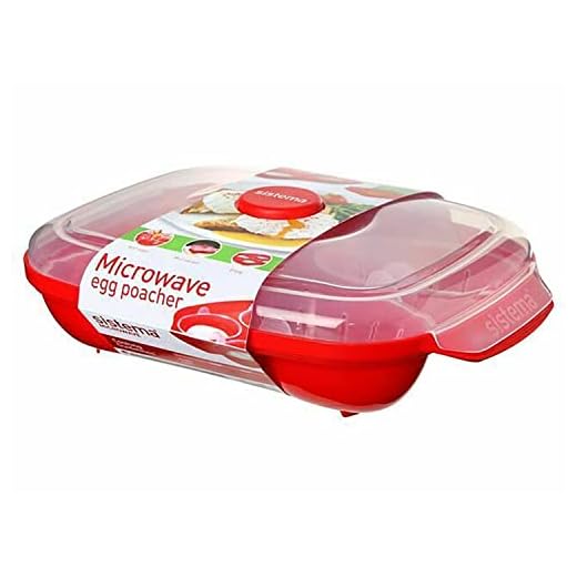 Sistema Microwave Poacher for up to 4 Eggs, Red/Clear, 28.7 x 20.5 x 8.4 cm