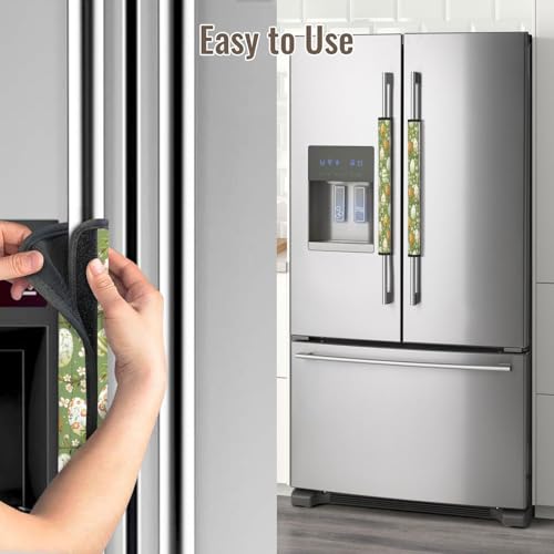 Image of Spring Easter Eggs Refrigerator Door Handle Covers Set of 2, Neoprene Fridge Door Handle Covers Washable Non-Slip Protector for Fridge Dishwasher Appliance Handle Covers, Keep Your Kitchen Clean