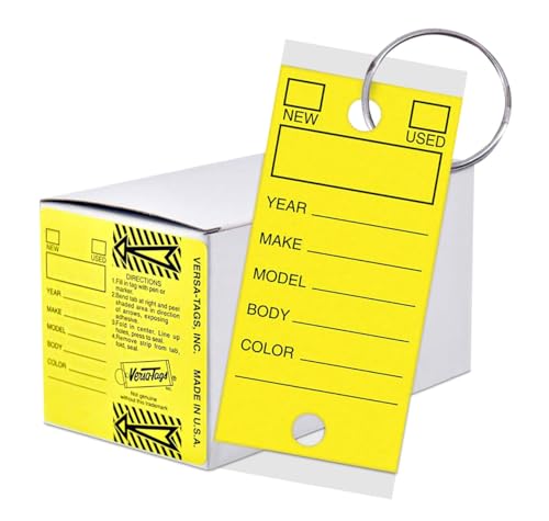 Image of Self Laminating Self Protecting Versa Tags Key Tags with Rings (250 per Box) (Yellow)