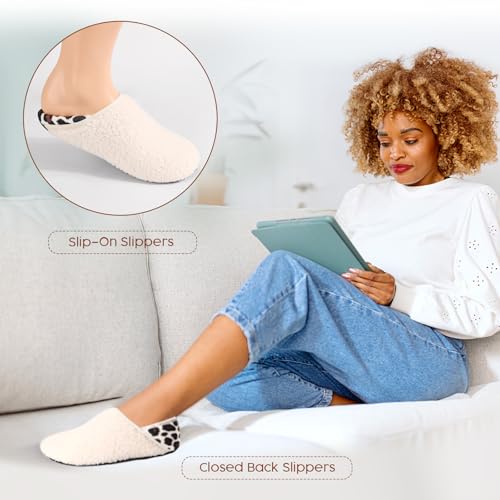 DOMMARE House Slippers for Men Women Indoor, Bedroom Shoes Warm Barefoot Socks, Foam Lining Slip-On Elastic Closed Non-Slip Travel Loafer Slippers2