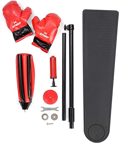 Image of XpeeD Sports Boxing Punching Stand Set | Boxing Set with Glove & Adjustable Standing Punch Ball for 4-10 Year Kids (Red, Black)
