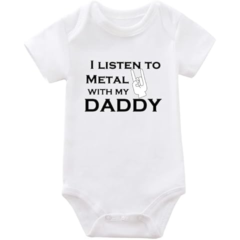 I listen to Metal with My Mommy and Daddy Baby Bodysuit Cotton Infant Body Short Sleeve Jumpsuit Baby Boy Girl Clothes Cover