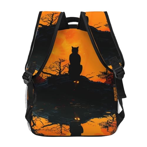 Casual Backpack for Women Men Cat in the Dark Lightweight Daypack Large Capacity Nurse Bag4