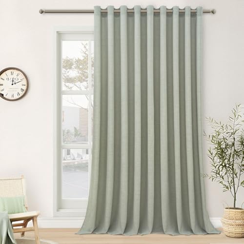 MRTREES 1 Stück Vorhang Leinen mit Ösen Halbtransparent Salbeigrün für Große Fenster Wohnzimmer Schlafzimmer Kinderzimmer 225 cm Lang… – Ansicht 1
