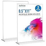 xydstay 8.5 x 11 Acrylic Sign Holder 2 Pack, Vertical T Shape Clear Plastic Menu...