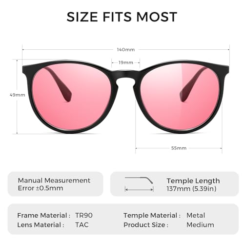 Image of SUNGAIT Premium Vintage Round Sunglasses for Women Men Classic Retro Style