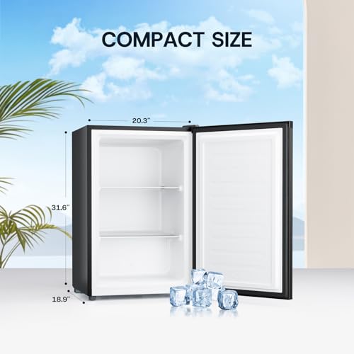 Image of Upstreman 3.0 Cu.ft Small Mini Freezer Upright Freezer Black with Reversible Door, Fast Cooling, 5 Adjustable Thermostat, Stand Up Freezers with Ice Trays Defrosting Tools for Home, Dorm (Black)