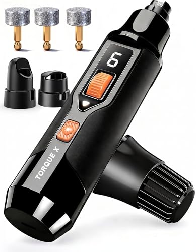 Torque X +30% Power Professional Dog Nail Grinder - Ultra-Quiet 30dB Dog Nail Trimmers, Powerful 7-Speed 16,000 RPM Motor (20k Force), Dual LED Lights, 12H+ Runtime, 3 Diamond Bits & Dust Cap