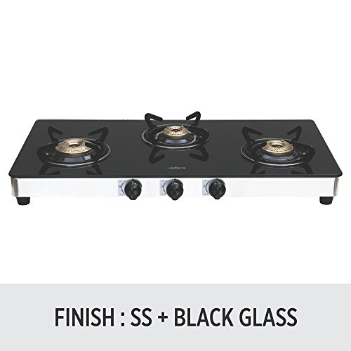 33 OFF on Elica GLASS 3 BURNER GAS STOVE (773 CT VETRO) , Black on