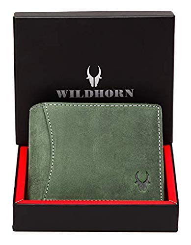 Image of WildHorn Mens Leather Wallet, Green