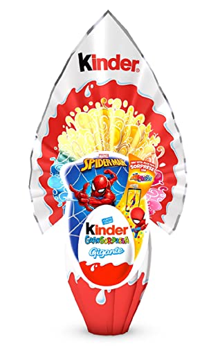 Uovo di Pasqua Kinder GranSorpresa Gigante, uovo di cioccolato finissimo al latte con sorpresa Spiderman, 320g