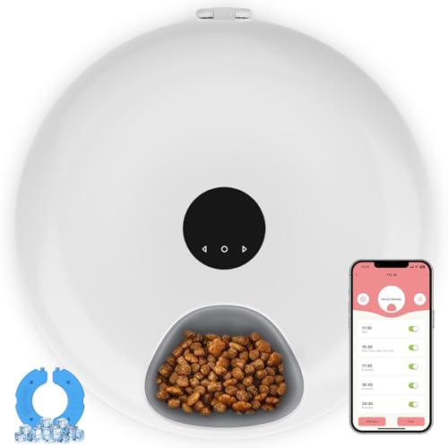 Automatic Cat Feeder, 6 Meals Cat Wet & Dry Food Dispenser with T...