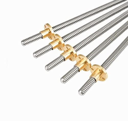 Lysee 3D Printer Parts & Accessories - Lead Screw 100mm 150mm 200mm 250mm 300mm 400mm 500mm 3D Printers Parts 8mm Trapezoidal Screws Copper Nuts Leadscrew Part - (Size: 300mm)