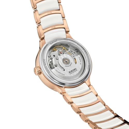 Rado - Centrix Automatic Diamonds Superjubile - Women - Mother-of-Pearl Dial - Swiss Watch – 11 Top Wesselton VS-SI full-cut Diamond - Curved Sapphire Crystal Dial – Rose Gold-coloured PVD - Stainless Steel with White High-Tech Ceramic Middle Links - Automatic - 35 mm4