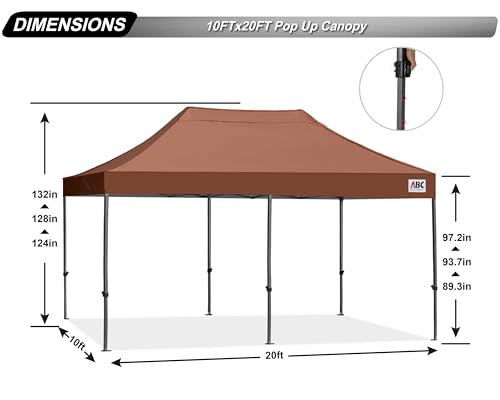 Image of ABCCANOPY Patio Pop Up Canopy Tent 10x20 Commercial-Series(Brown)