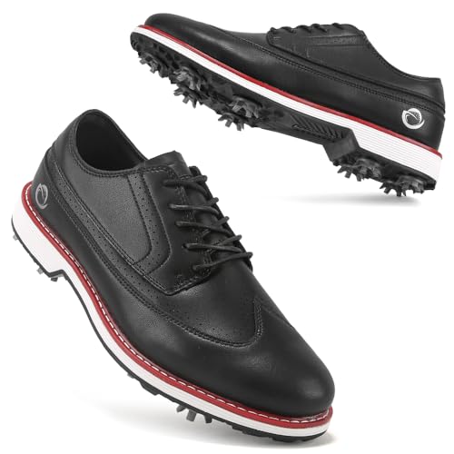 Ifrich Men's Professional Golf Shoes Man Spikes Golf Sneakers Male Golf Footwears Men Golf Walking Training Shoes (Black,10.5)