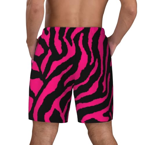 Zebra Tiger Leopard Pinks Print Men's Double Shorts Casual Lightweight Elastic Waist Drawstring Summer Beach Shorts3