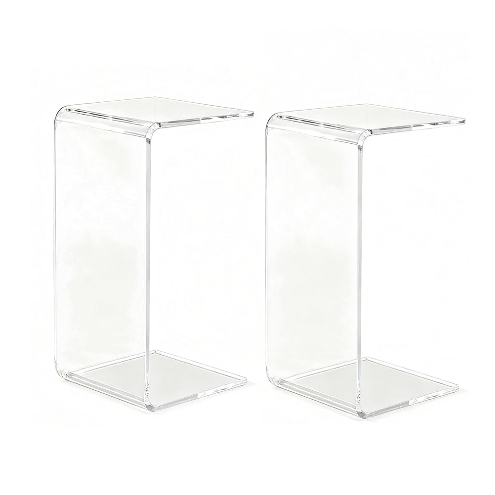 SXZenSpace Acrylic Side Table, U-Shape Clear Coffee Industrial End Table Tablesmall Sofa Modern Style Multipurpose Side, for Living Room Office Or Bedroom Nightstand,Clear,L