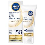 NIVEA SUN Luminous630 - Fluido Facial Solar 50+ Antimanchas - Protector Solar Facial 50 Diario - Protección UVA/UVB - Tono Uniforme - Ácido Hialurónico - Textura Ligera - Todo Tipo de Piel - 40 ml