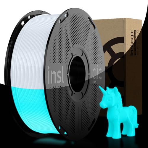 Inslogic PLA Filamento luminescente al buio Filamento blu, Luminoso Stampa 3D Filamento 1,75mm Precisione Dimensionale +/- 0,02 mm, 1kg Bobina compatibile con Bambu Lab Ricarica di filamento