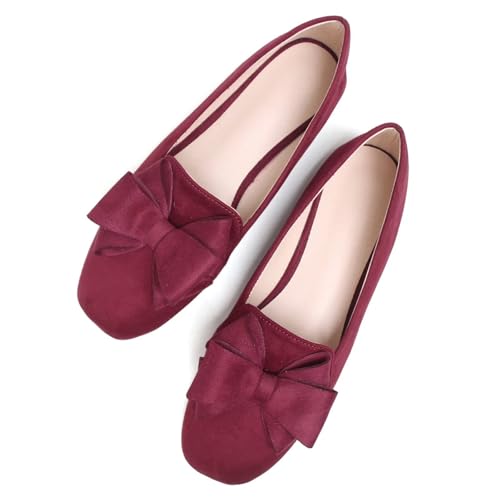 Stunner Ballet Flats for Women Fashion Square Toe Bowknot Flats Comfortable Dress Flats Casual Slip On Work Flats