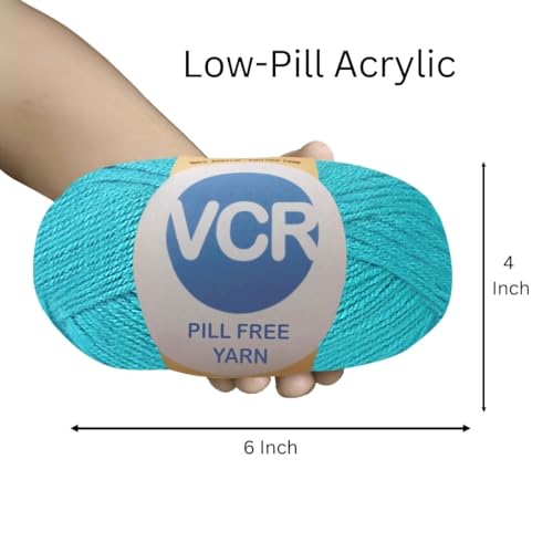 Image of VCR Deep Sky Blue Yarn, Pill-Free Soft Knitting Yarn, 100 Grams Hank, 263 Meters Length, Low-Pill Acrylic Yarn, Soft Crosia Threads, Pack of 1, Suitable for Beanies, Caps and Gloves
