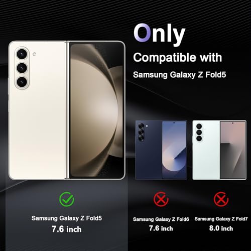 Image of Case for Samsung Galaxy Z Fold 5, Military Grade Drop Protection Phone Case, Yellowing Resistant, Anti-Scratch Hard PC Back, Shockproof Hard Ultra-Thin Protective Cover, Clear