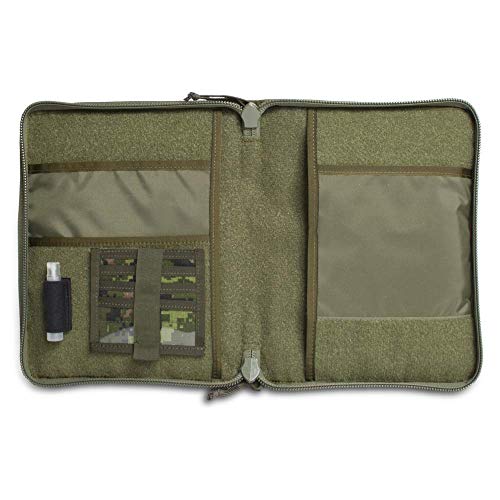 Tactical 3-Ring Binder Cover, Military Field Admin & Map Case, for 5.5x8.5 Paper, Zippered (in CDN. Green Camo)