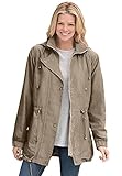 Woman Within Plus Size Fleece-Lined Taslon Anorak - 3X, Bark