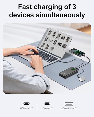 Image of 65W Power Bank, 25000mAh Travel Essential USB C Laptop Portable Charger, 101W Total Fast Charging Battery Pack for MacBook Dell XPS iPad Tablet Steam Deck iPhone 17-12 Series Samsung Switch and More