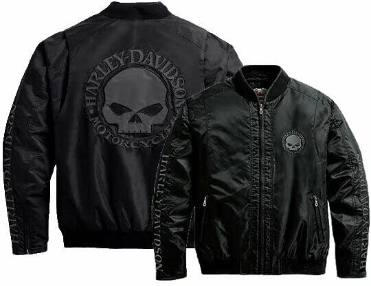 Bomber Harley Davidson Giacca Bomber Giubbotto Giubbino Nero Nylon Willie G. Skull 98422-09VM Antivento per Bikers Moto Harley Davidson Tg. XXL