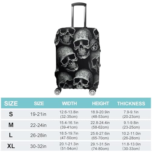 Black Skull Luggage Cover, Washable Elastic Suitcase Cover Protector Fit 18-32 Inch Luggage2