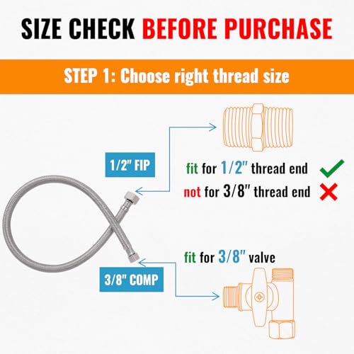 image for SUNGATOR 16 Inch Sink Faucet Hose Connector, 3/8