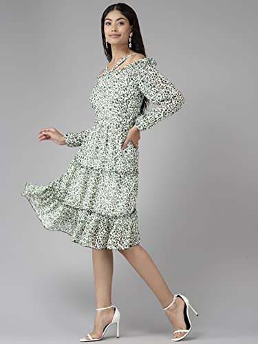 Image of Aarika Womens Black Color Georgette Printed Dress