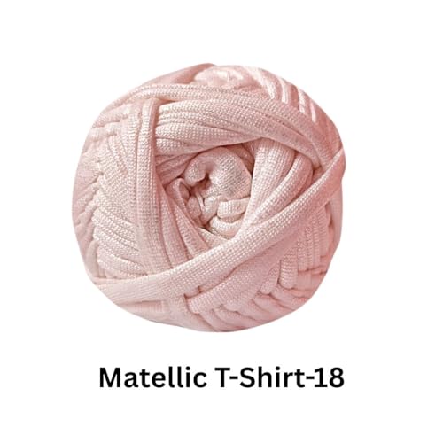 Image of VCR Shine Light Pink Metallic T-Shirt Yarn, 100 Grams, 100% Metallized Craft Yarn, Pack of 1 Yarn, Suitable for Handbags, Tote Bags and Sling Bags