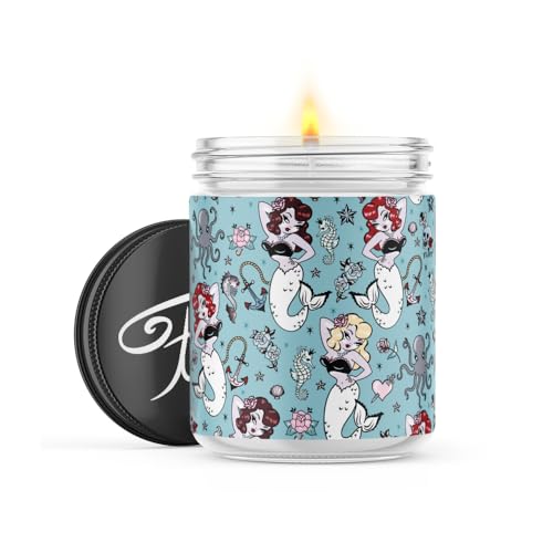 Uncommon Flame Scented Candles | Molly Mermaid by Miss Fluff Candle | Cuban Tobacco Home Scented | Handmade, 120hr Burn Time, 100% Soy Wax | 16oz Flint Jar Candles