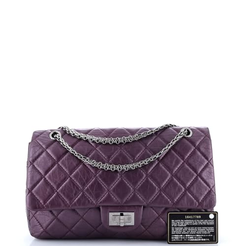 Pre-Loved Reissue 2.55 Flap Bag Quilted Aged Calfskin 227, Purple2
