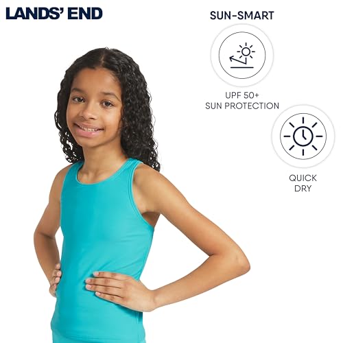 Image of Lands' End Girls' UPF 50+ Swim Bikini Bottom and Racerback Tankini Set