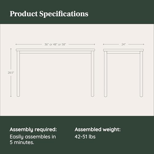 Image of Branch Daily Desk, Functional at Home Office Desk with Effortless Assembly | Timeless Design, Rounded Corners, and Built-in Cable Notch, 58 inch W x 27 inch H x 24 inch D, Sage