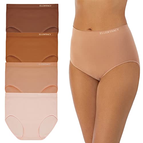 COMPANY ELLEN TRACY Women's Seamless Underwear - No Show Full Coverage - Stretchy Full Brief Panties...