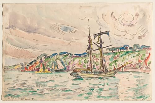 Peinture Navires au bord du Trieux Paul Signac pour Décoration Salon Lumineux