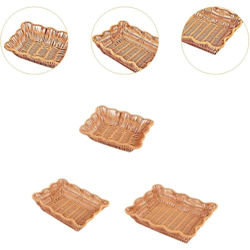Set de 3 cestas de almacenamiento de ratán sintético rectangular para tocador y baño 7